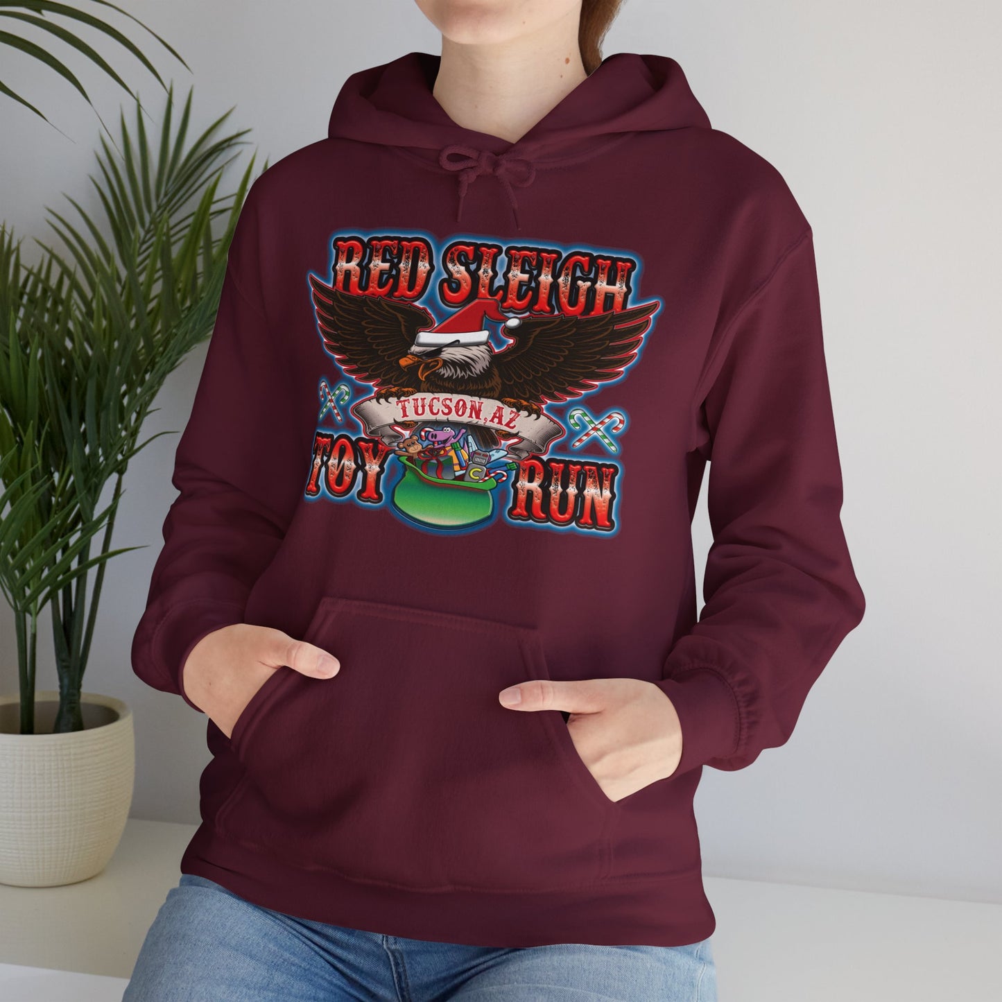 Red Sleigh Toy Run-Unisex Heavy Blend™ Hooded Sweatshirt
