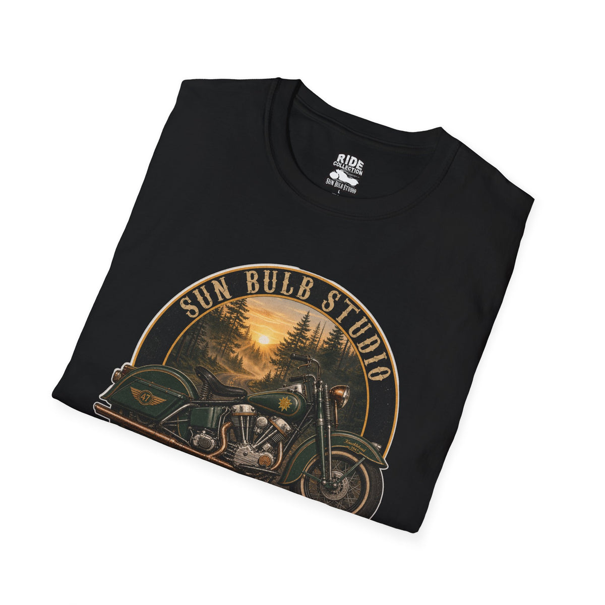Whispering Pines Vintage Motorcycle T-Shirt | Forest Ride Graphic Tee