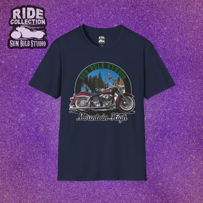 Mountain High Vintage Motorcycle T-Shirt | Mountain Ride Graphic Tee