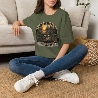 Whispering Pines Vintage Motorcycle T-Shirt | Forest Ride Graphic Tee
