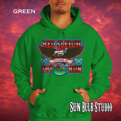 Red Sleigh Toy Run Hoodie – Original Santa Eagle Design