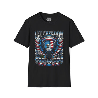 Let Freedom Reign Patriotic T-Shirt | Vintage Americana Eagle Tee