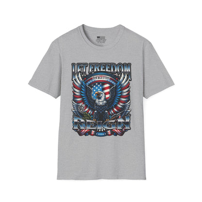 Let Freedom Reign Patriotic T-Shirt | Vintage Americana Eagle Tee
