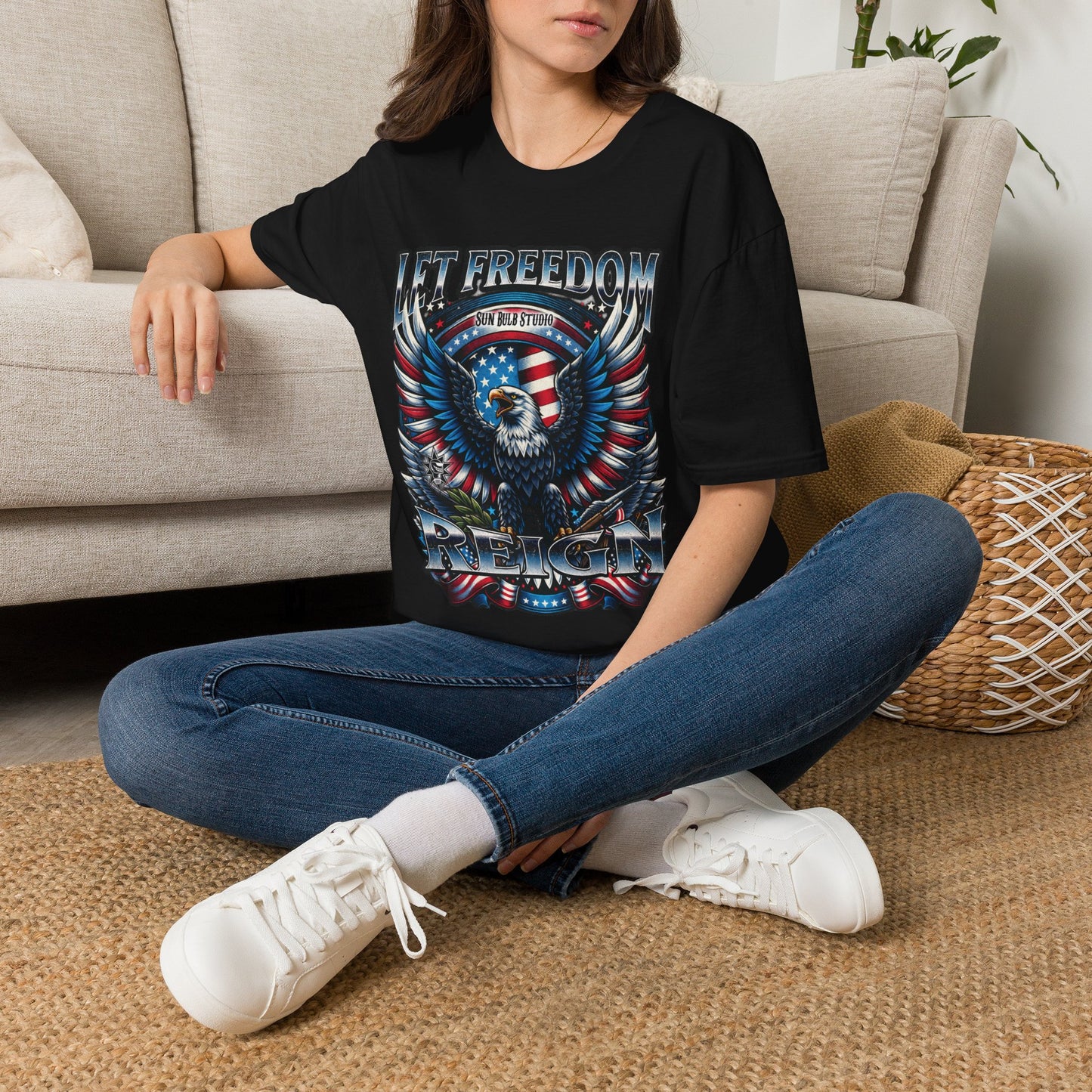 Let Freedom Reign Patriotic T-Shirt | Vintage Americana Eagle Tee