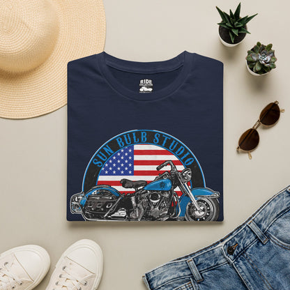 Let the Good Times Roll Vintage Motorcycle T-Shirt | Patriotic Ride Graphic Tee