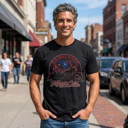 Midnight Caller Vintage Motorcycle T-Shirt | Night Ride Graphic Tee
