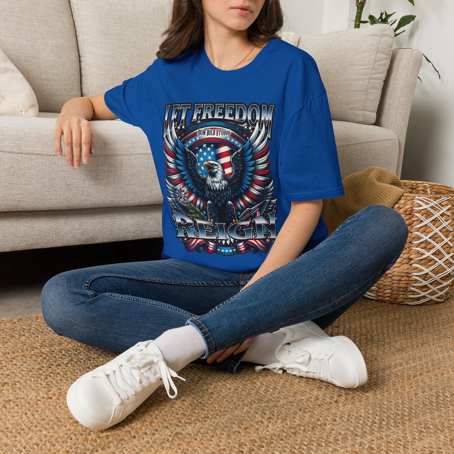 Let Freedom Reign Patriotic T-Shirt | Vintage Americana Eagle Tee