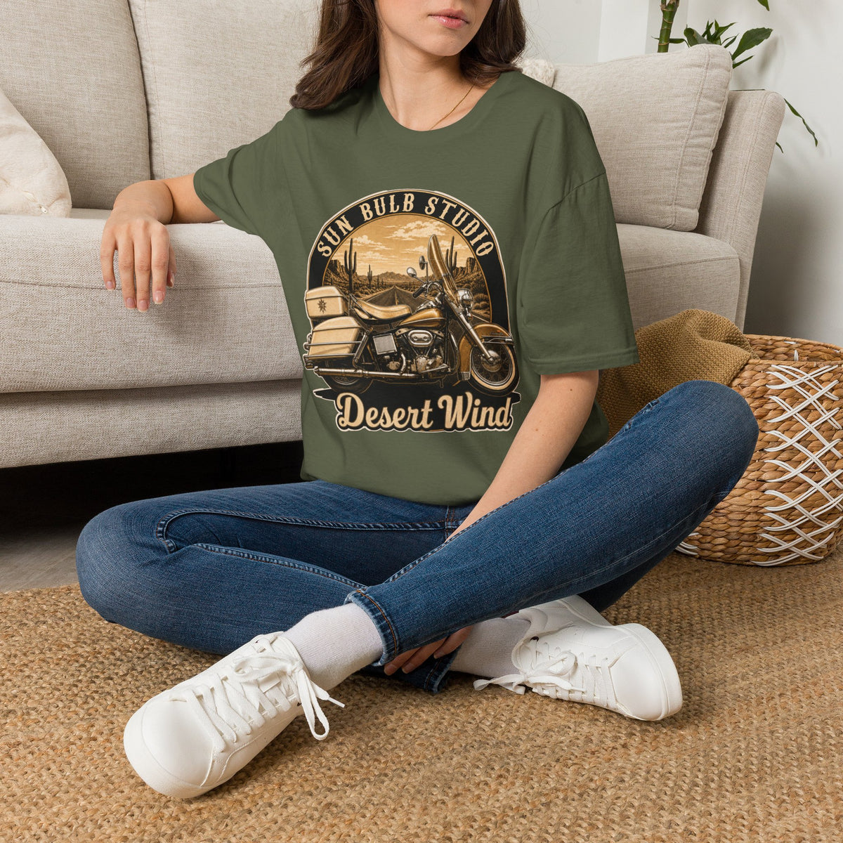 Desert Wind Vintage Motorcycle T-Shirt | Desert Ride Graphic Tee