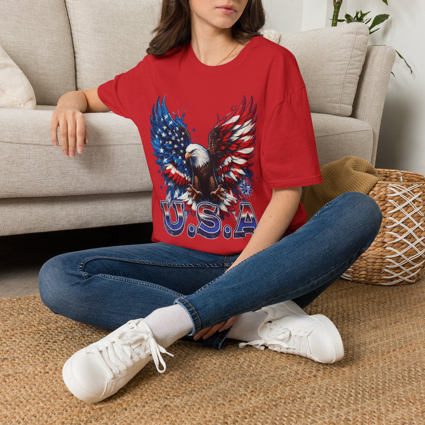 USA Eagle Wings Patriotic T-Shirt | Vintage Americana Graphic Tee