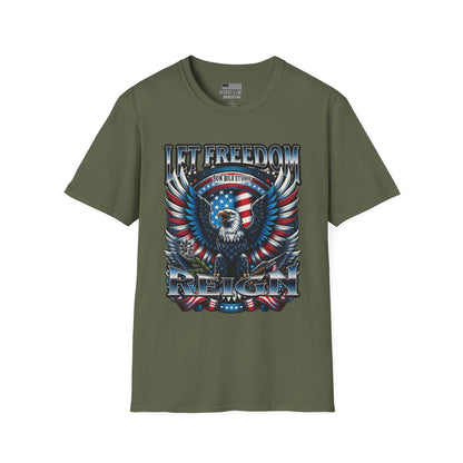 Let Freedom Reign Patriotic T-Shirt | Vintage Americana Eagle Tee