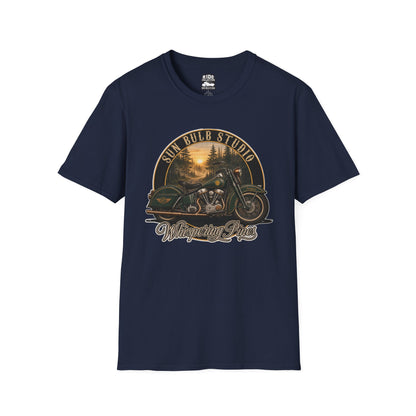Whispering Pines Vintage Motorcycle T-Shirt | Forest Ride Graphic Tee