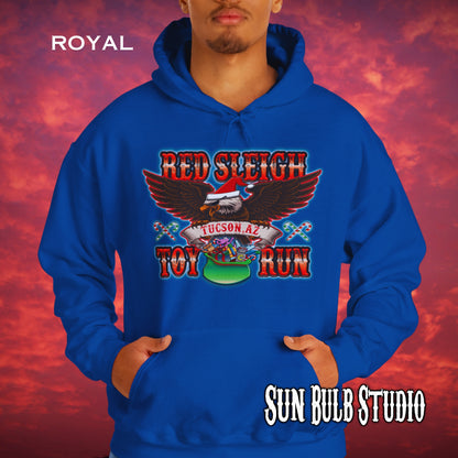 Red Sleigh Toy Run Hoodie – Original Santa Eagle Design