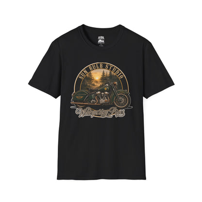 Whispering Pines Vintage Motorcycle T-Shirt | Forest Ride Graphic Tee