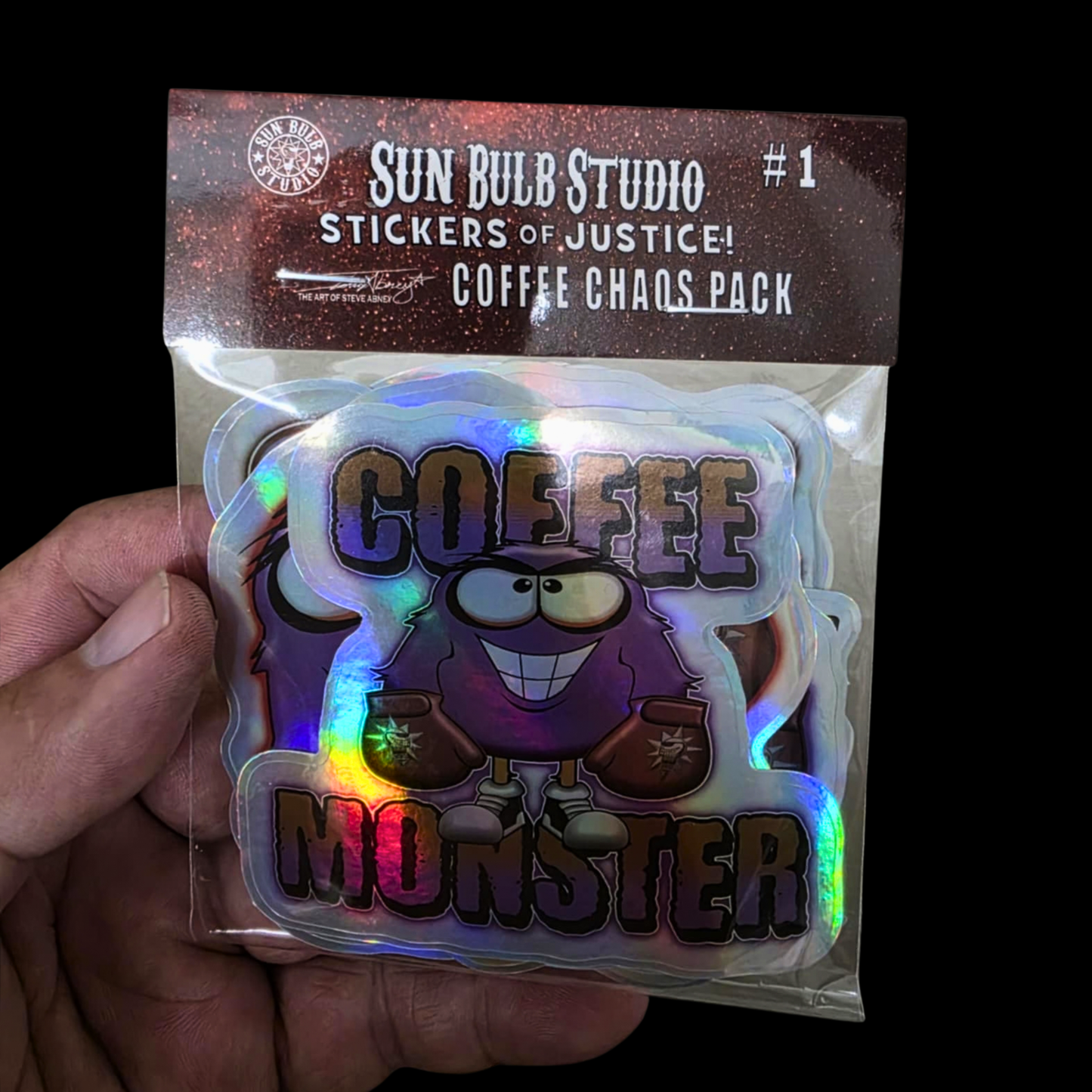 Coffee Chaos Sticker Pack — Holographic Vinyl Stickers