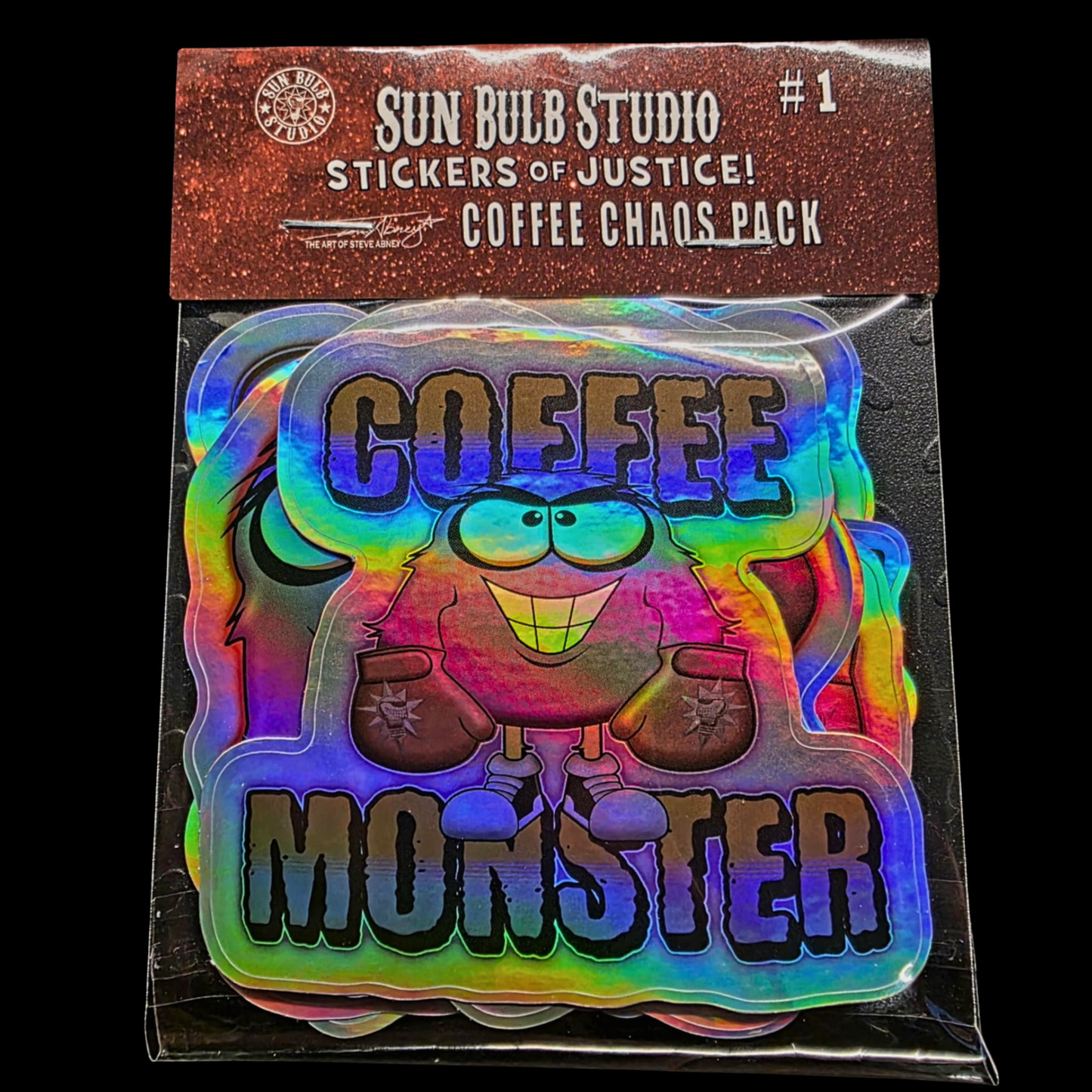 Coffee Chaos Sticker Pack — Holographic Vinyl Stickers