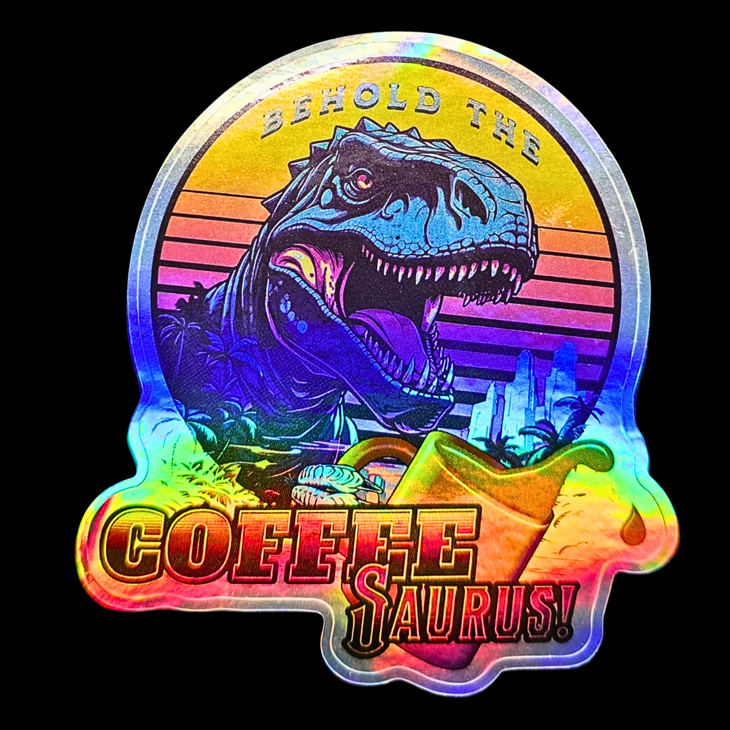 Coffee Chaos Sticker Pack — Holographic Vinyl Stickers